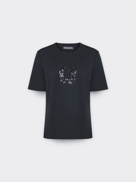 Camiseta de corte relajado con bordado de monograma