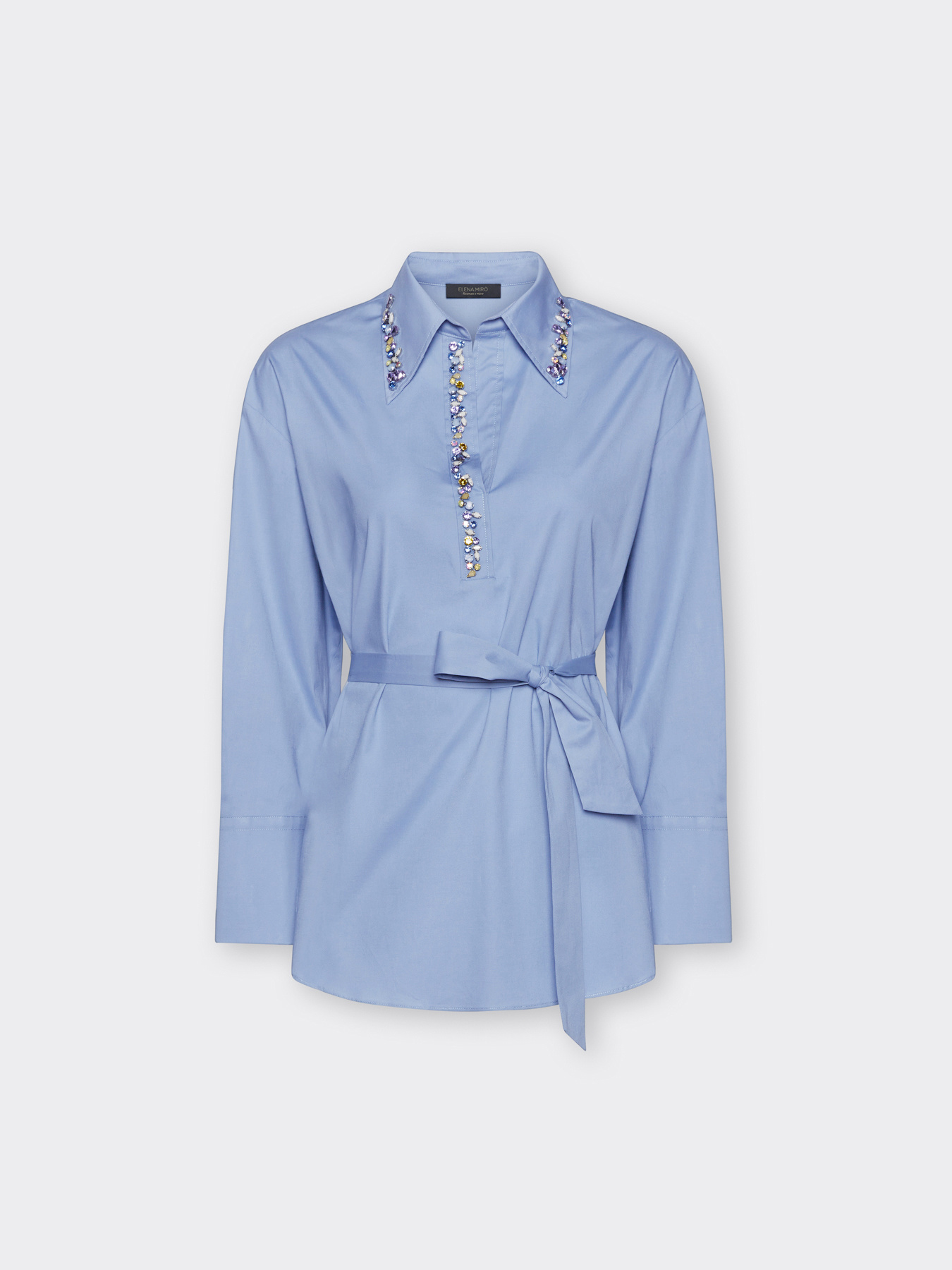 Camicia in popeline con cristalli image number 4