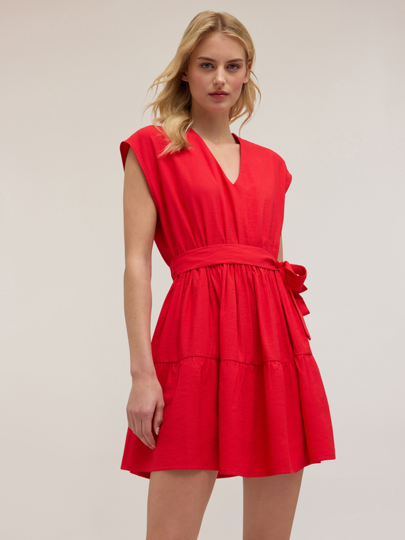 Robe courte à volant en jersey
