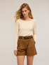 Boat neck top in flat rib knit image number 0