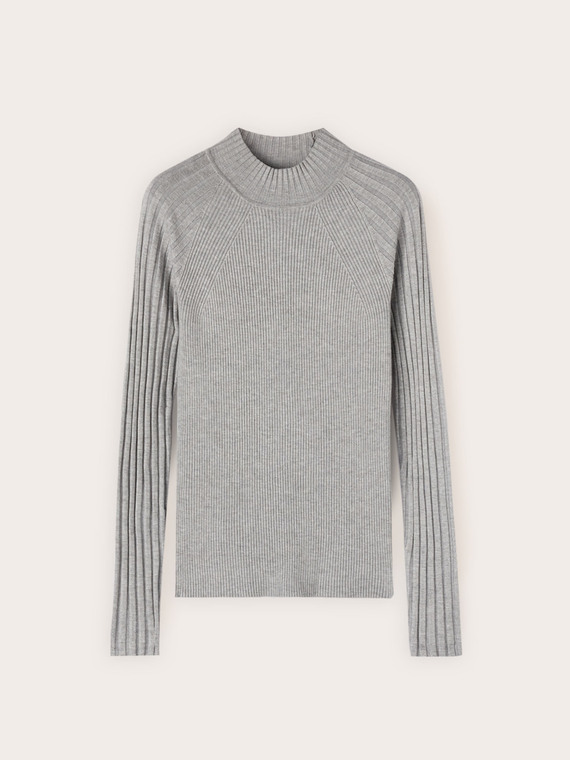 Gerippter Rollkragenpullover mit enger Passform