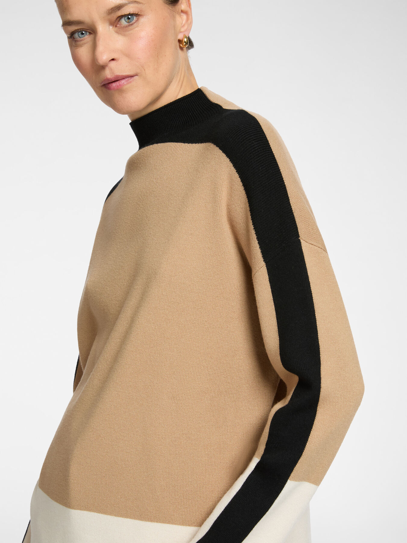 Color block sweater in wool and viscose image number 3