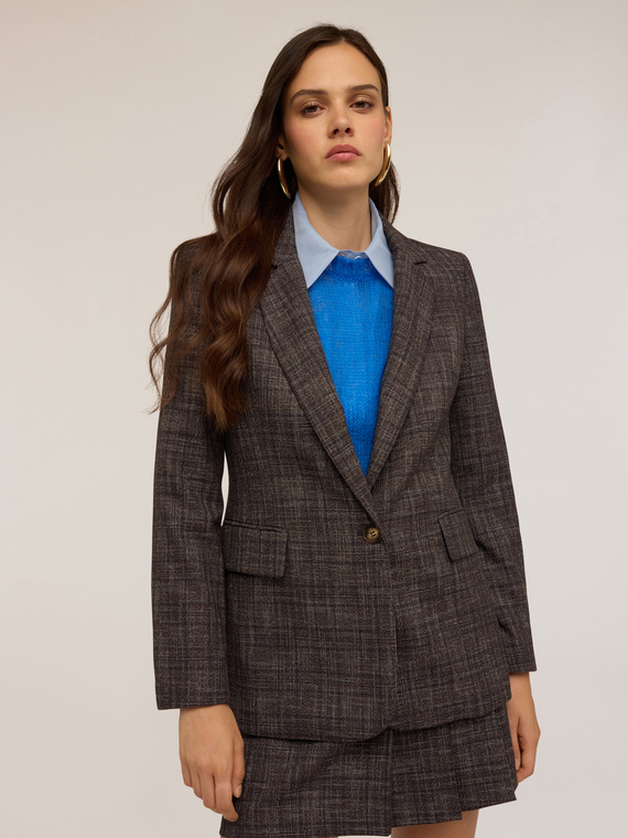 Single-breasted dye-woven blazer