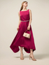 Long satin dress with jeweled belt image number 3
