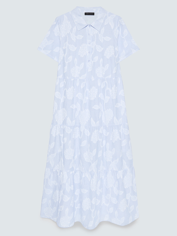 Langes Hemdblusenkleid aus Baumwoll-Jacquard