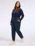 Two-material V-neck T-shirt with long sleeves image number 2