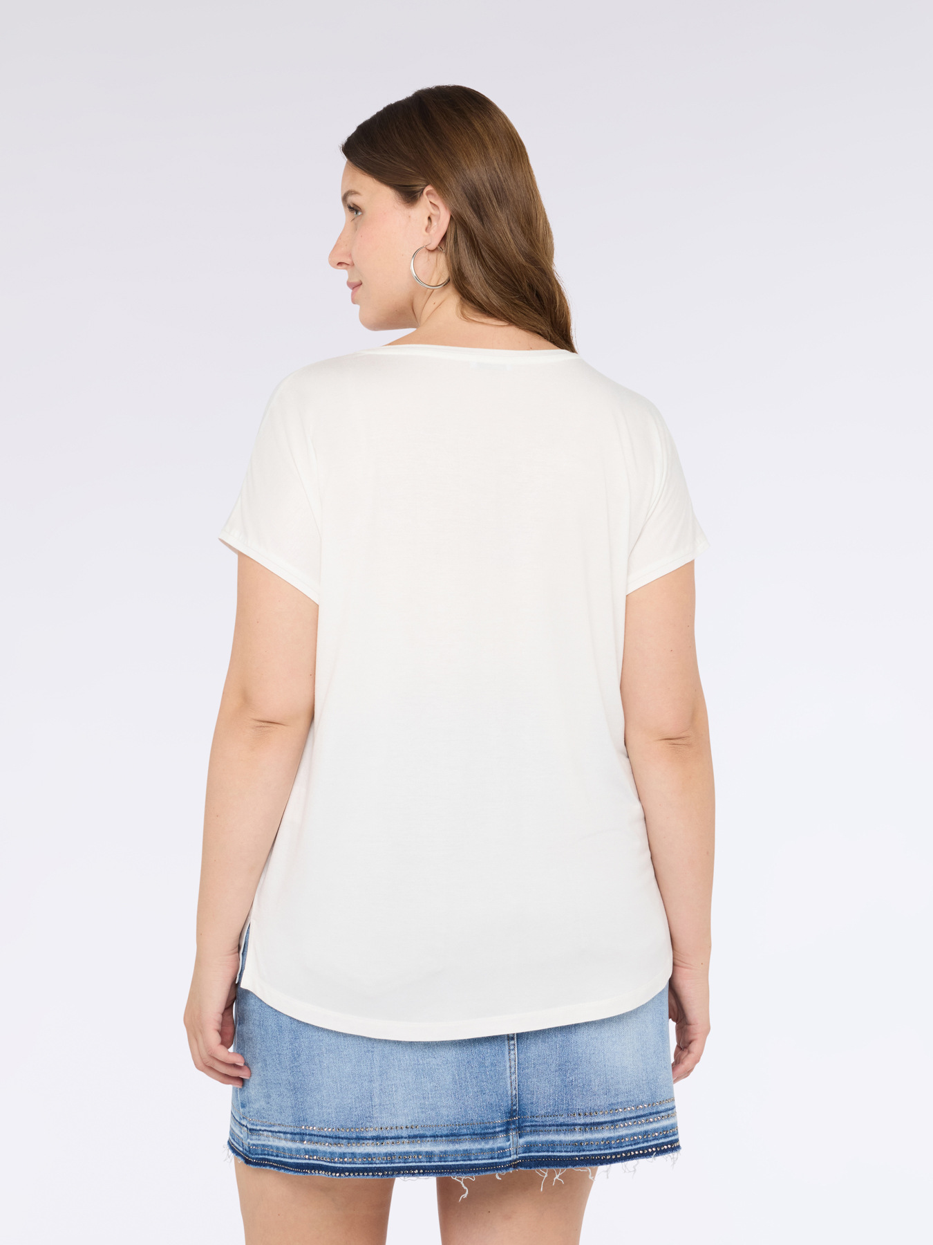 T-shirt bimatière avec col en V image number 2