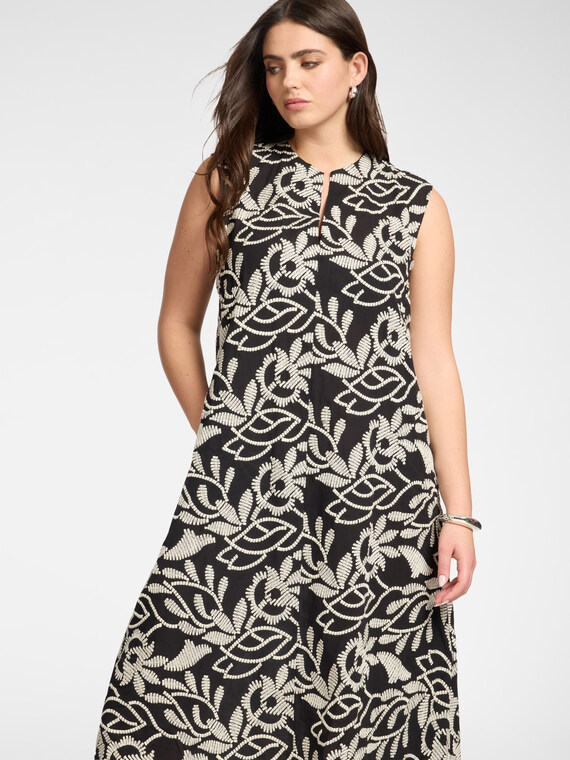 Embroidered cotton blend dress