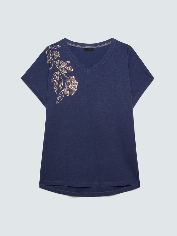 T-Shirt aus Baumwolle mit Blumenapplikation