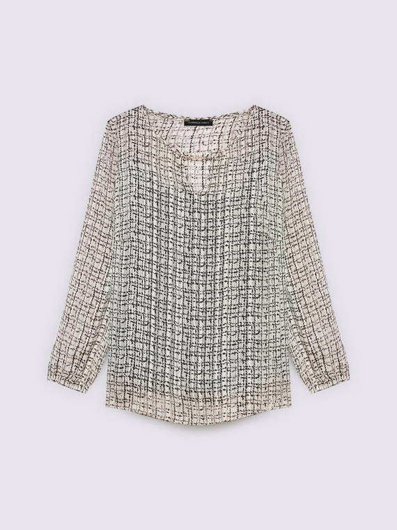 Blusa con stampa e dettaglio cut out