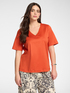 T-shirt in cotone scollo a V image number 0