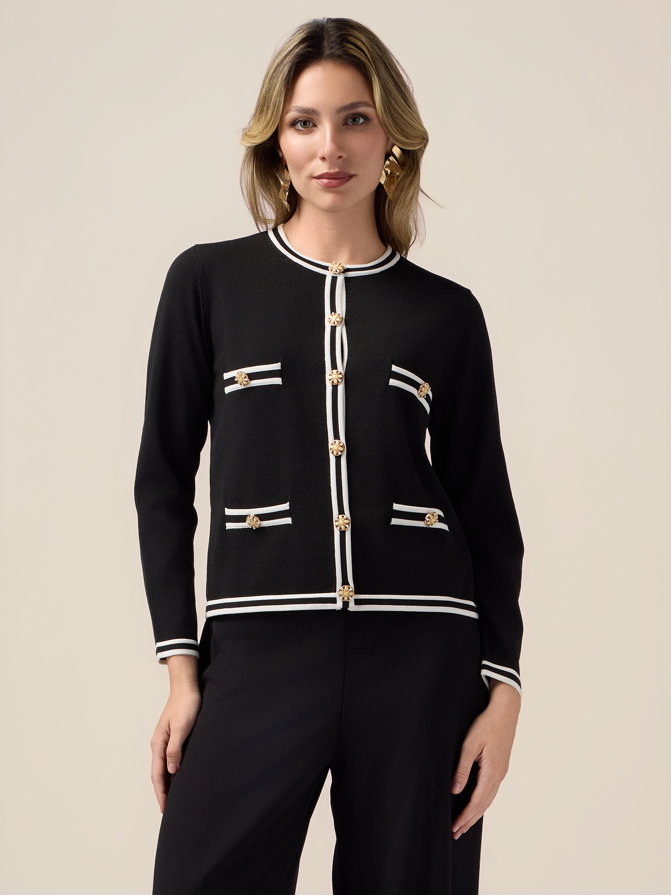 Jacket-style cardigan image number 0
