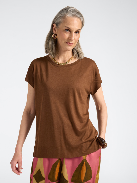 T-Shirt mit gerippten Kanten