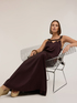 Rochie maxi din satin cu detaliu metalic image number 3