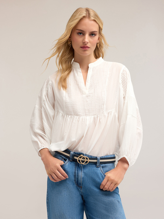 Oversized blouse with pleated feature