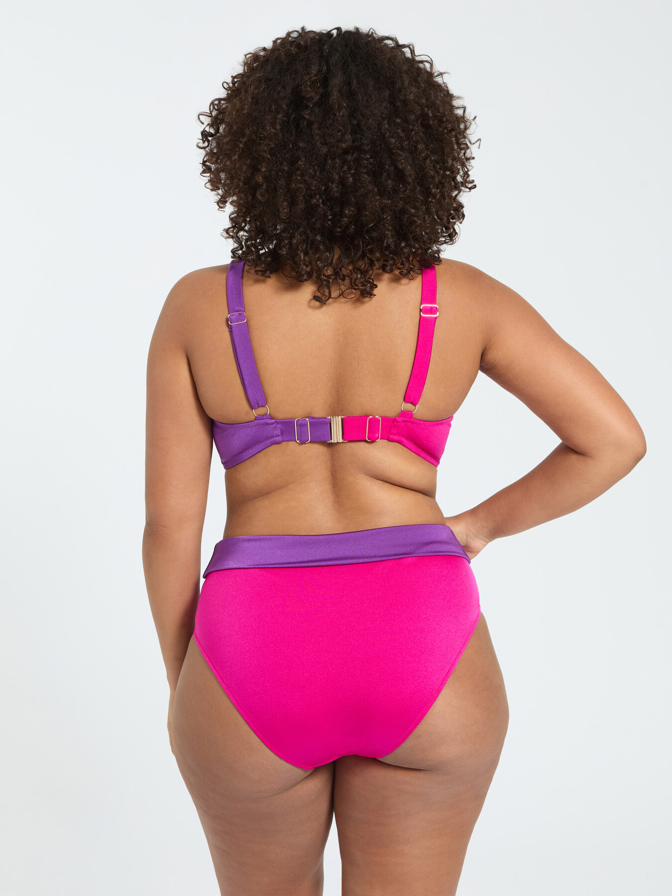 Crossover color block bikini image number 3