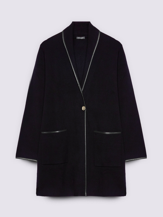 Cappottino in misto viscosa con bordi a contrasto