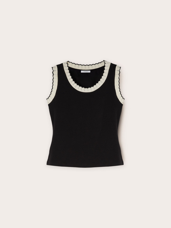 Top with knit borders