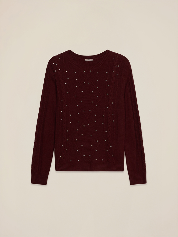 Maglia misto cashmere con castoni