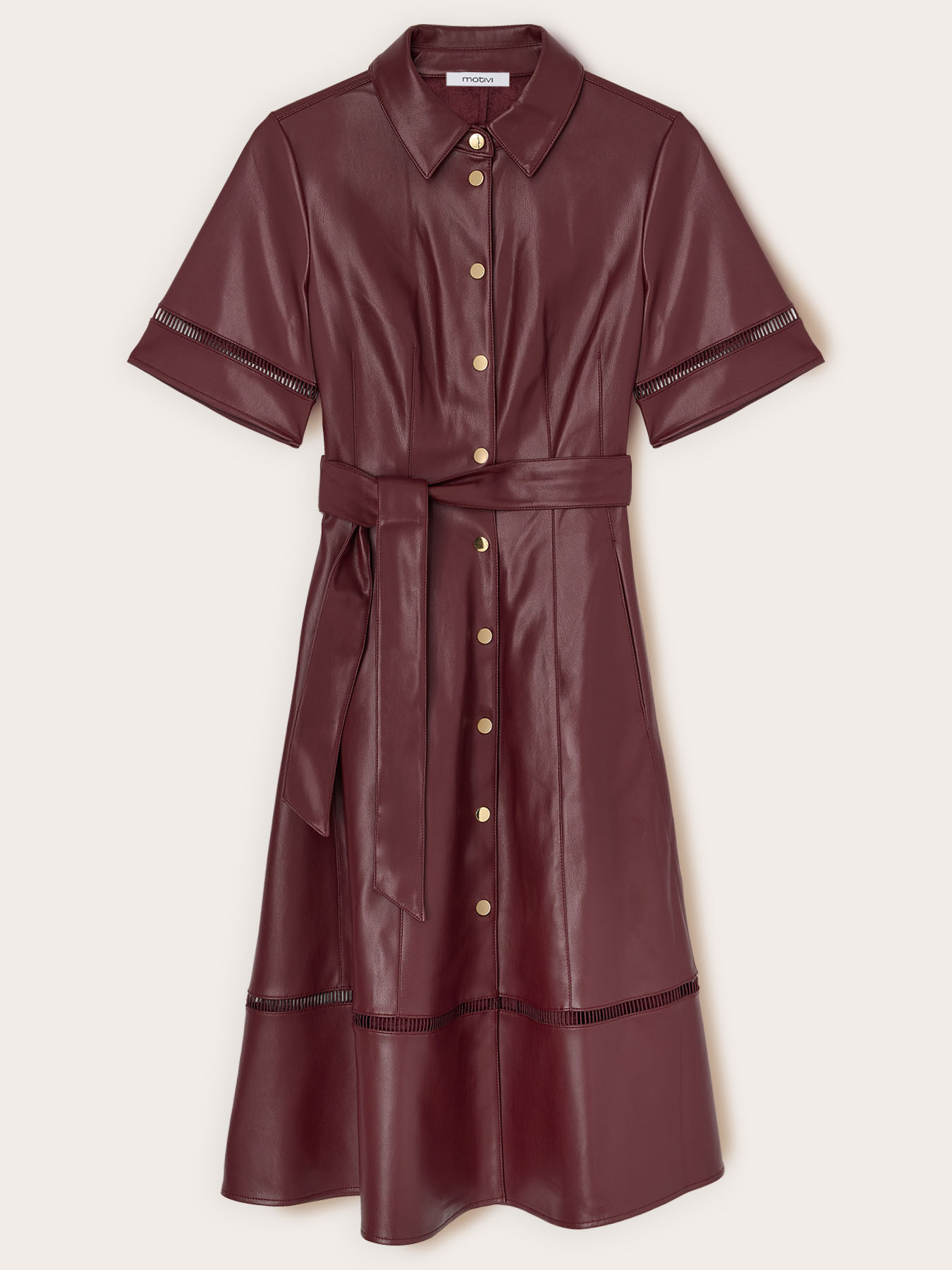 Rochie tip cămașă cu detalii ajurate image number 4