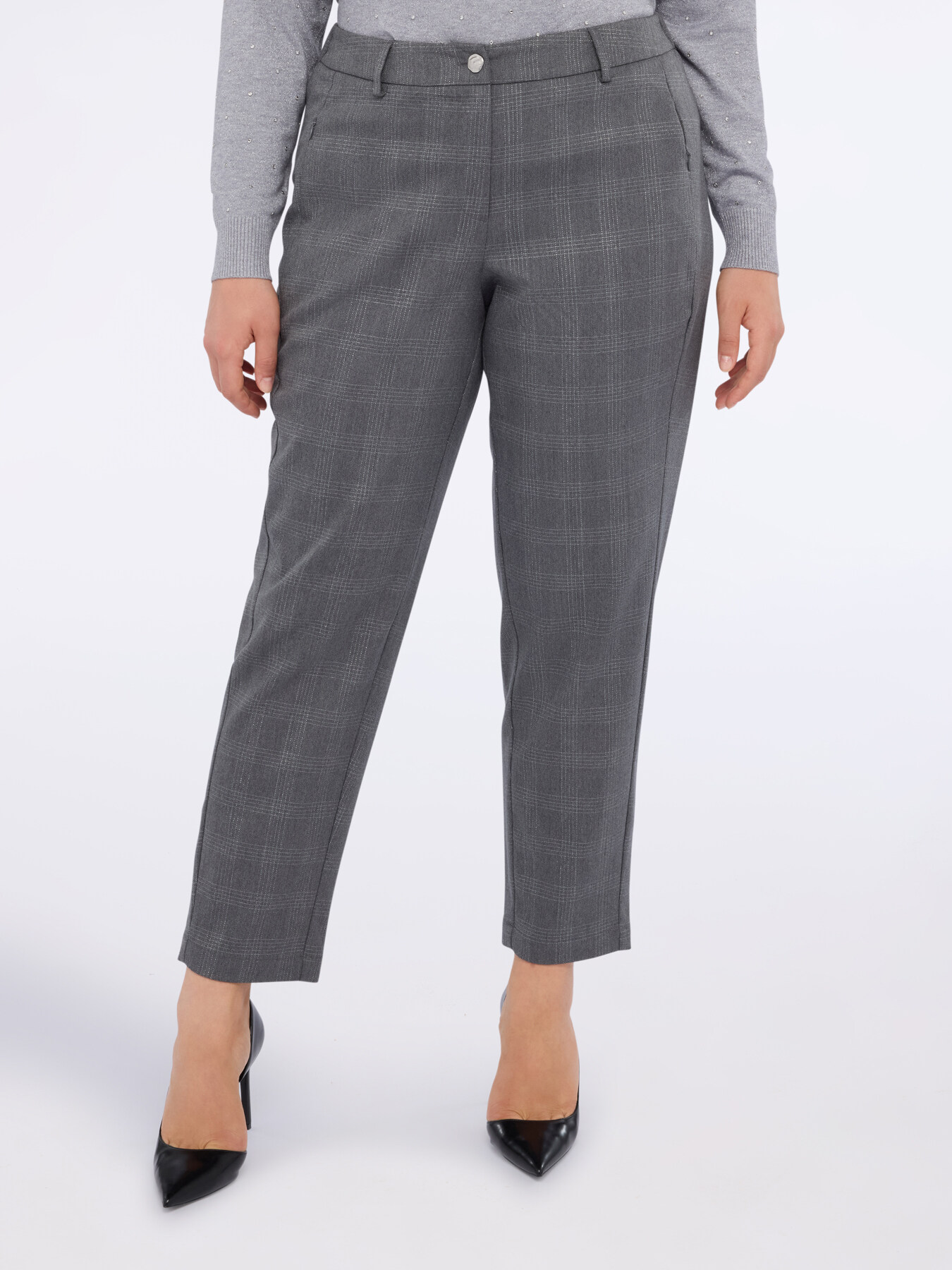 Balloon pants with checkered print and lurex thread image number 0