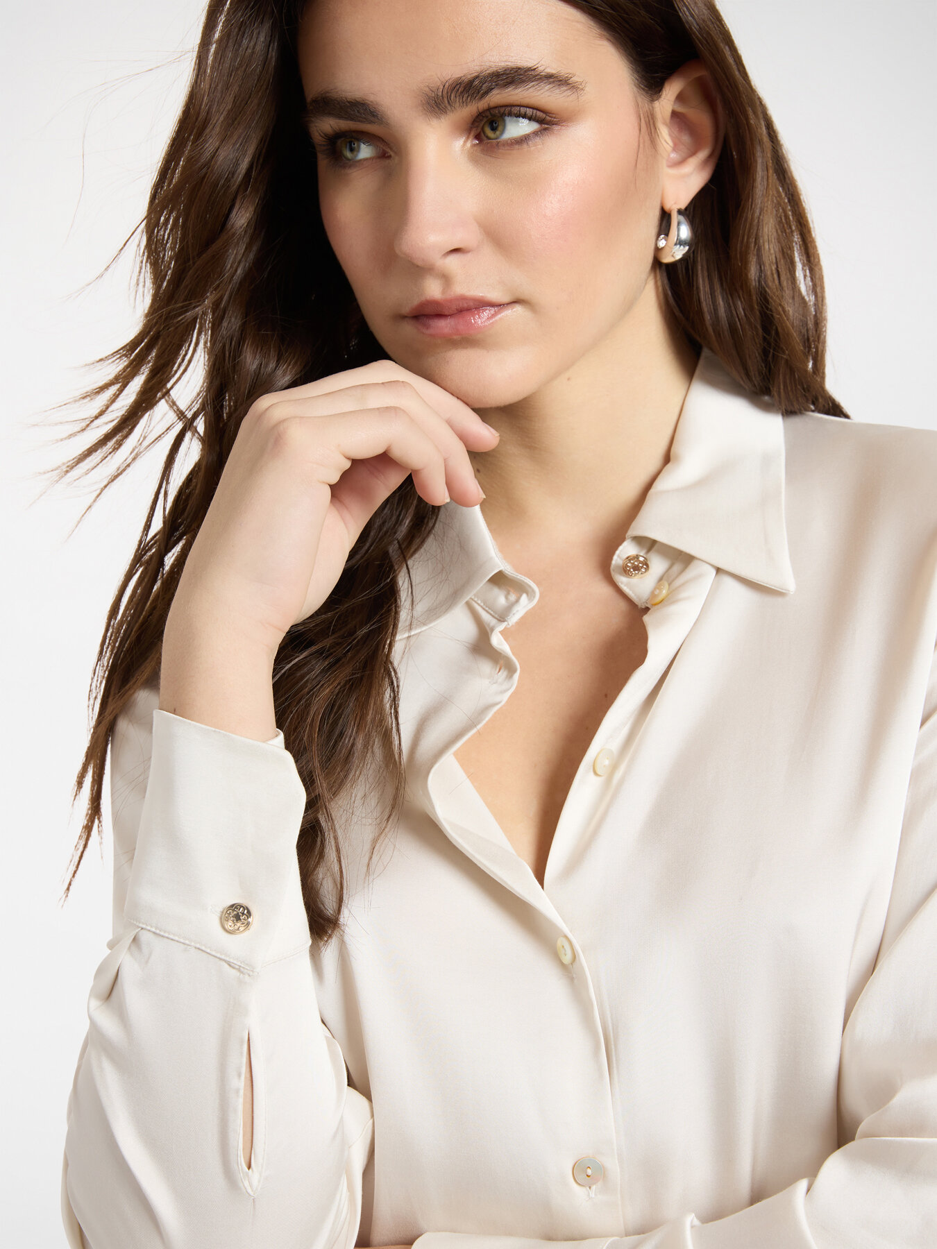 Stretch satin shirt image number 2