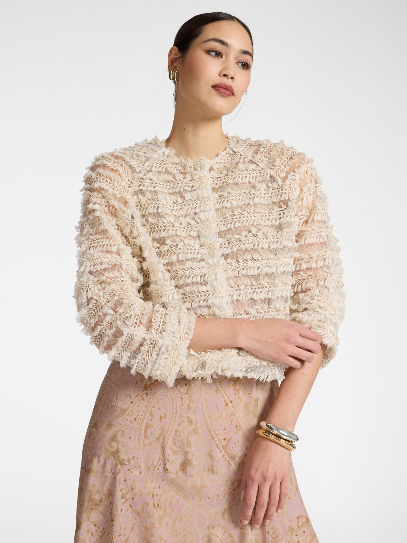 Giacca in tulle con frange image number 0