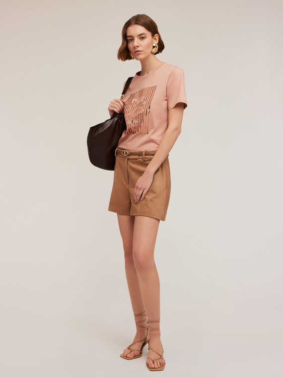 Pantalones cortos efecto ante