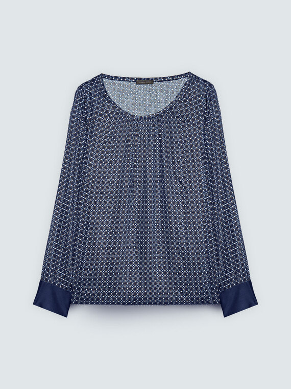 Bluse aus Satin mit geometrischem Muster