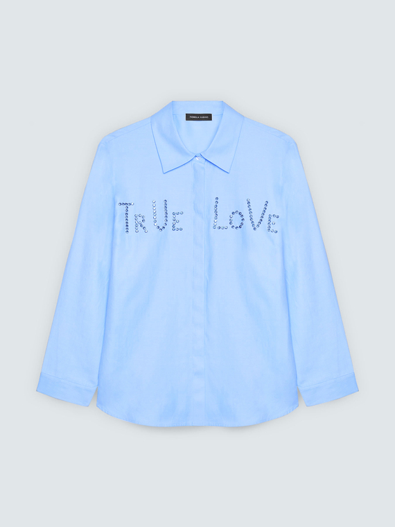 Camicia con scritta in strass