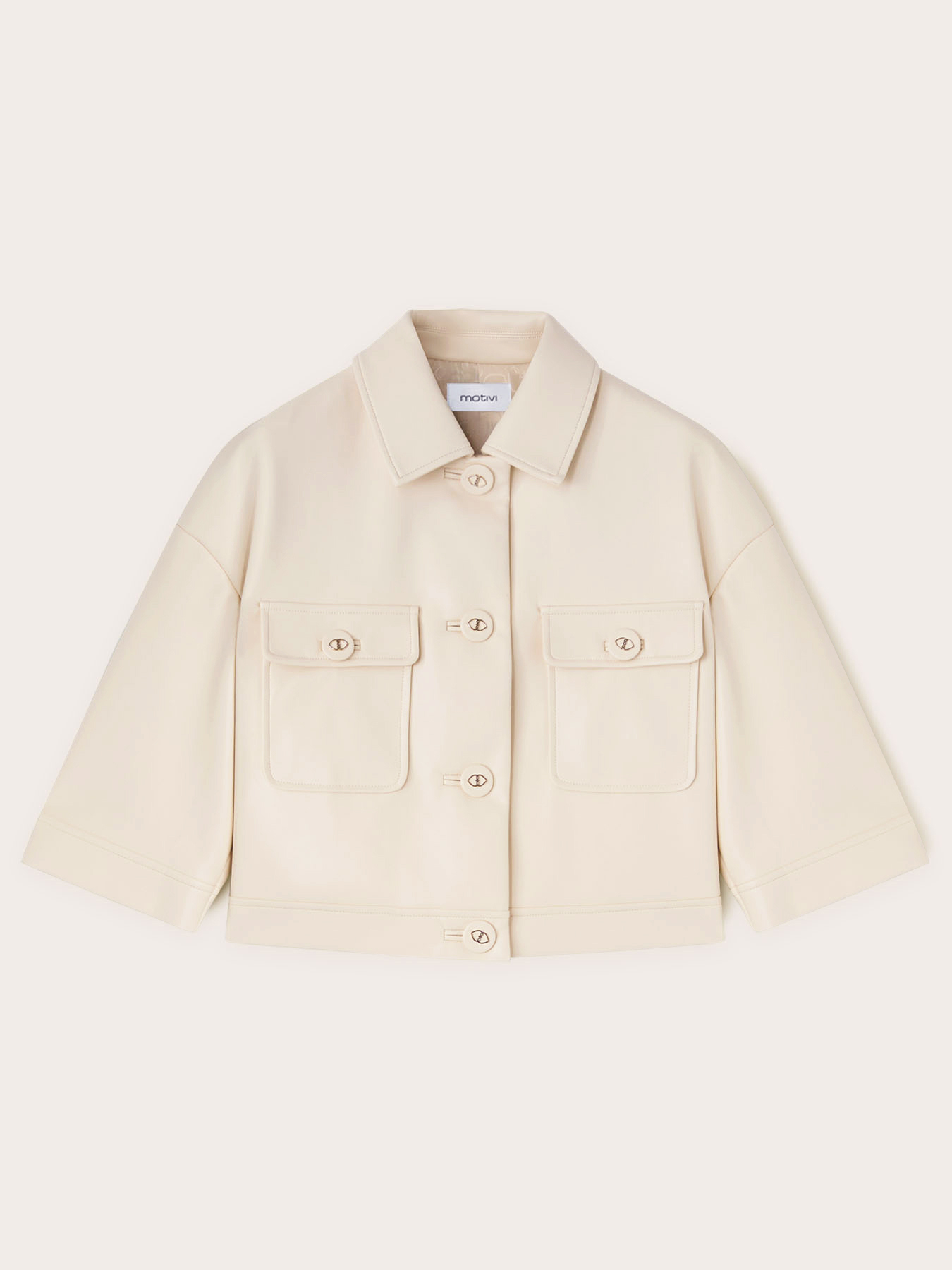 Veste cropped avec col en tissu enduit image number 4