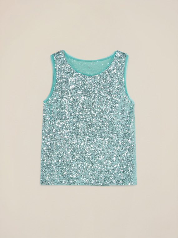 Top en tulle à paillettes