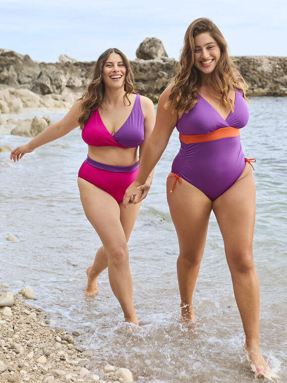 Gekreuzter Color-Block-Bikini