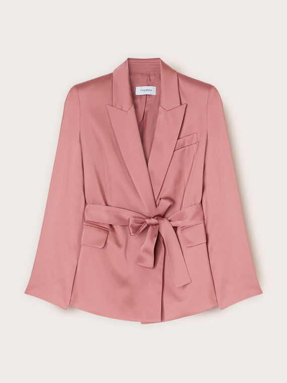 Flie&szlig;ende Satinjacke mit G&uuml;rtel