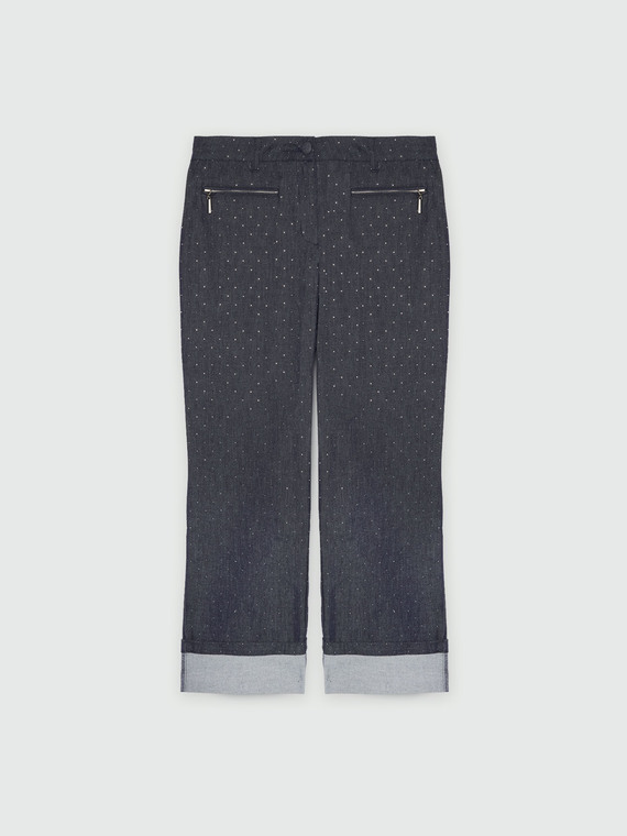 Cropped jeans with micro studs