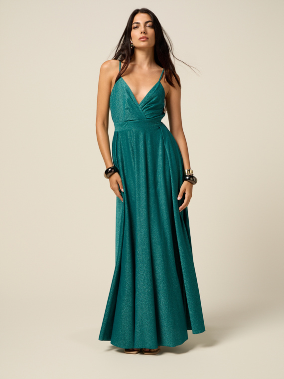 Vestito in jersey lurex pliss&eacute;