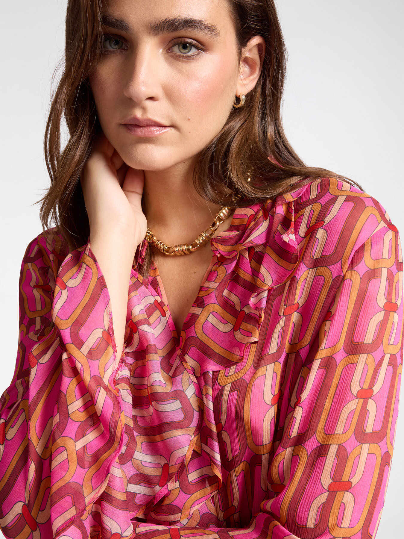 Camicia stampata con volants image number 3