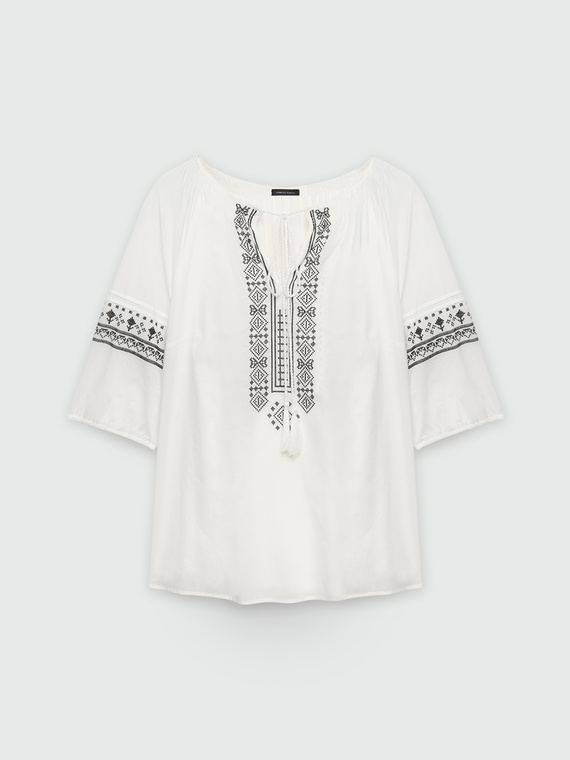 Blouse with ethnic embroidery