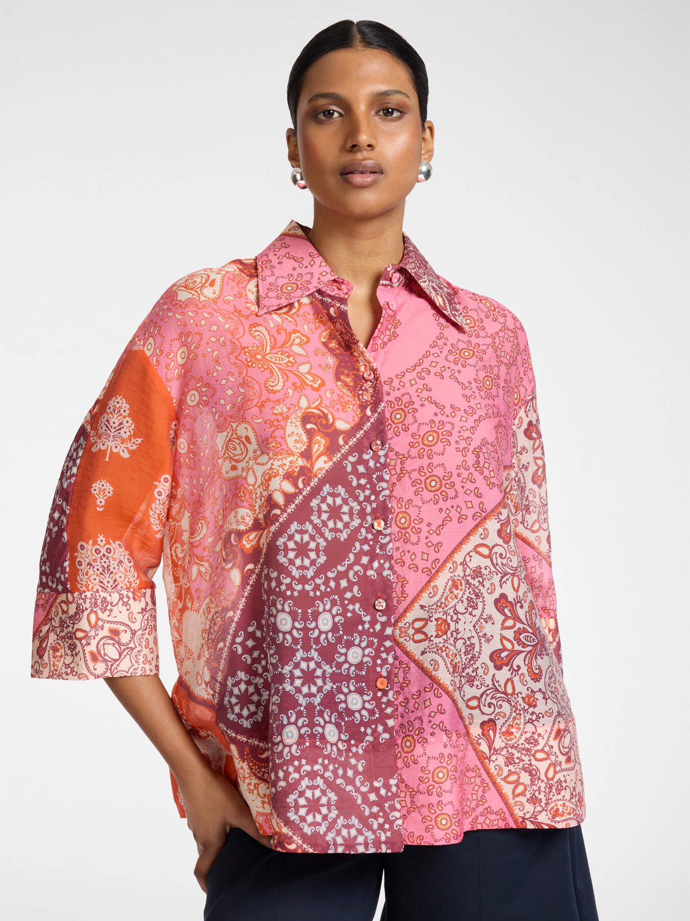Camicia organza lyocell stampata image number 2