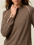 Mixed wool striped sweater with button detail image number 2