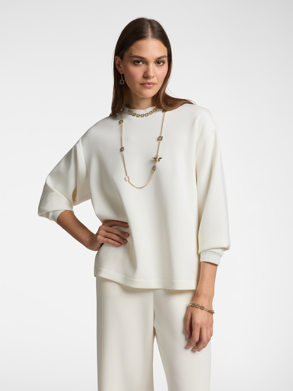 Dual fabric sweatshirt with Monogram embroidery