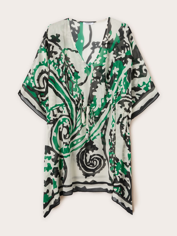Poncho in georgette fantasia paisley