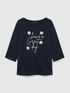 T-shirt with lettering and embroidered flowers image number 5