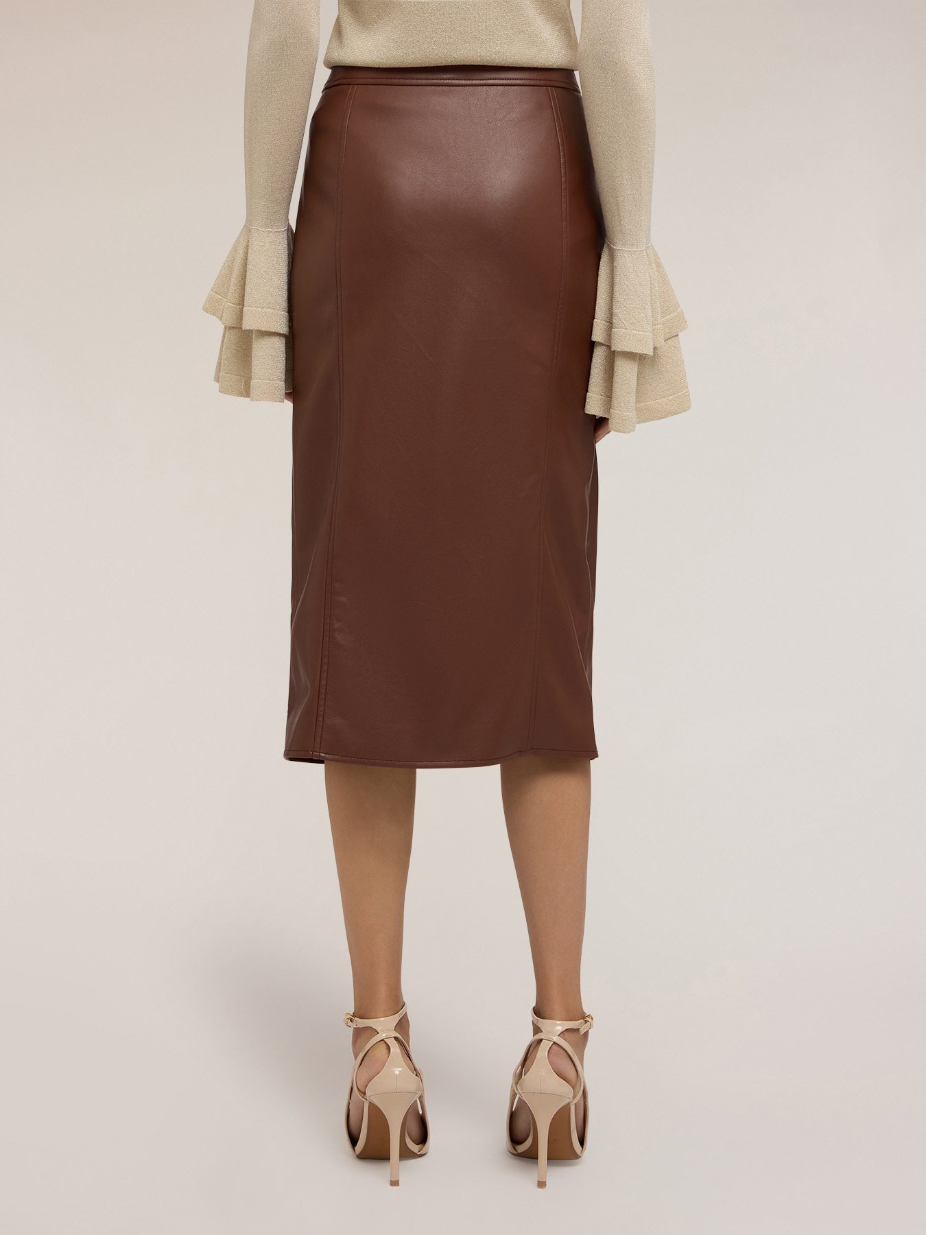 Pencil skirt in coated fabric image number 1