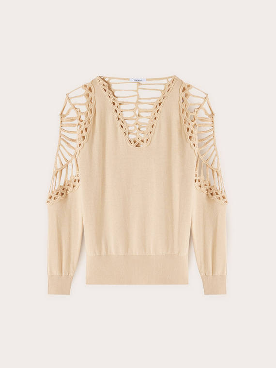 Pullover mit Makramee-Einsätzen