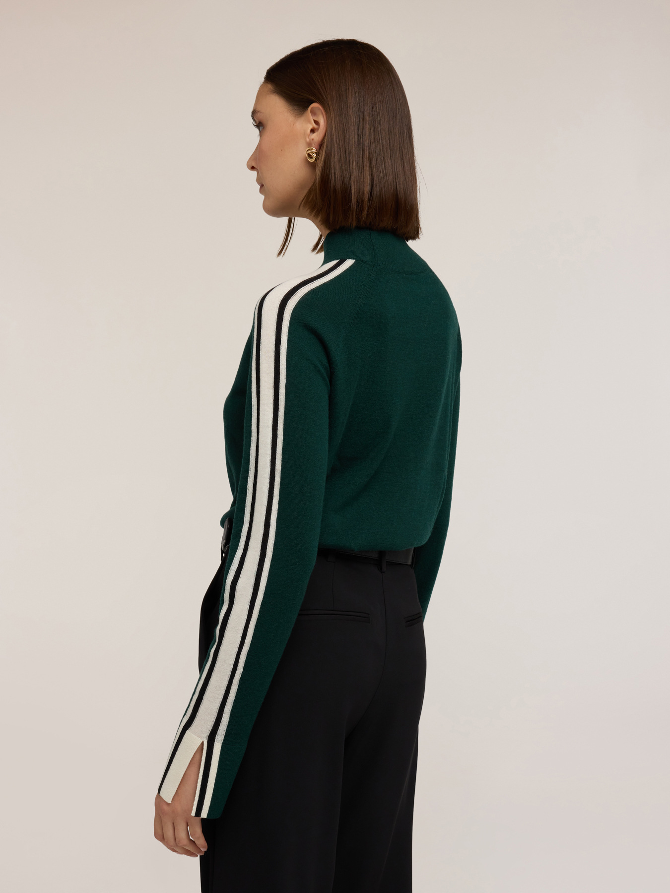 Two-tone turtleneck sweater in silk blend image number 1