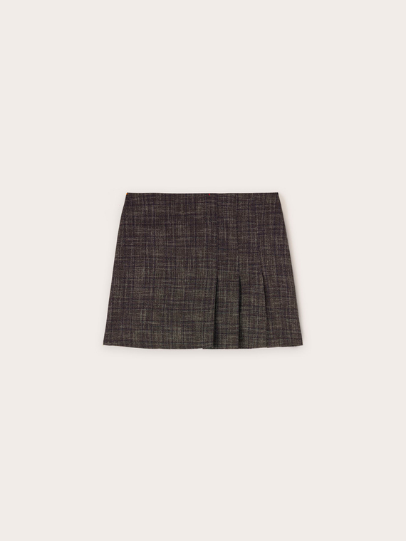 Pleated wrap-style mini skirt