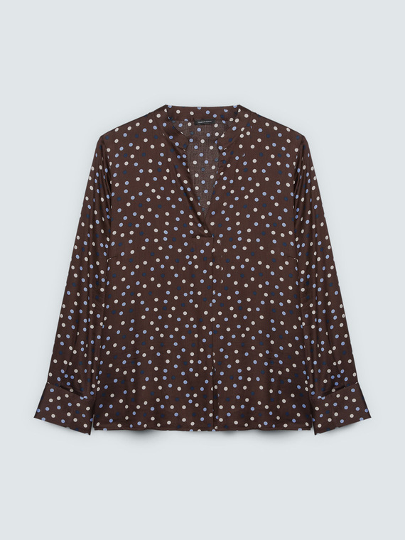 Blouse &agrave; pois en satin de viscose