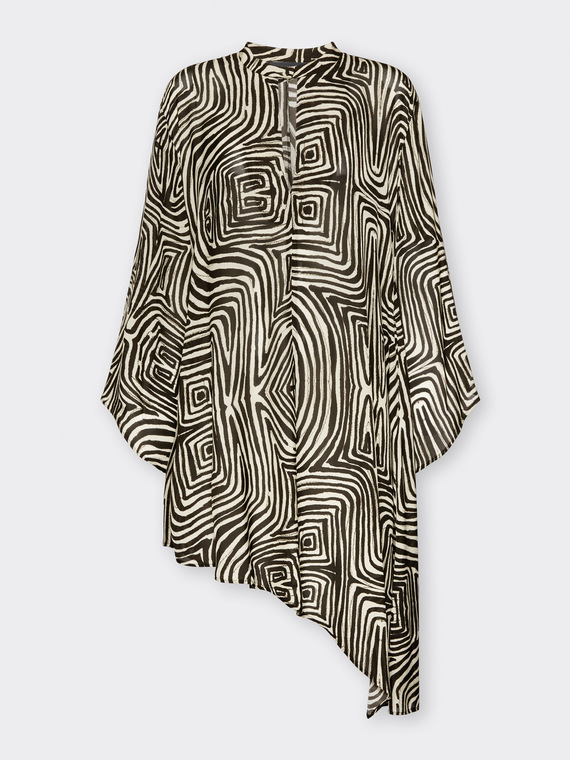 Long printed viscose blouse