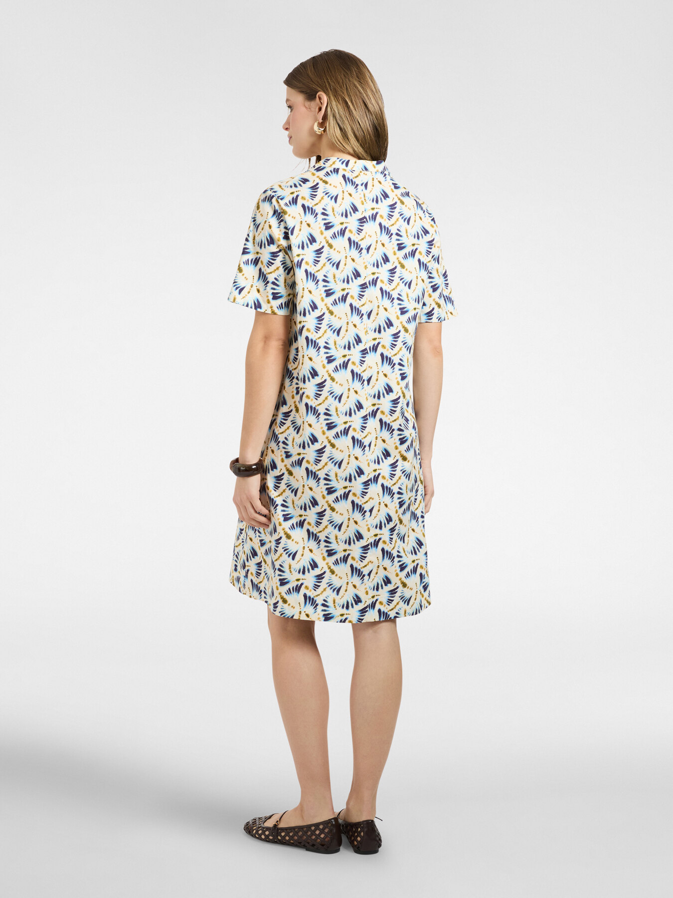 Printed poplin dress image number 1